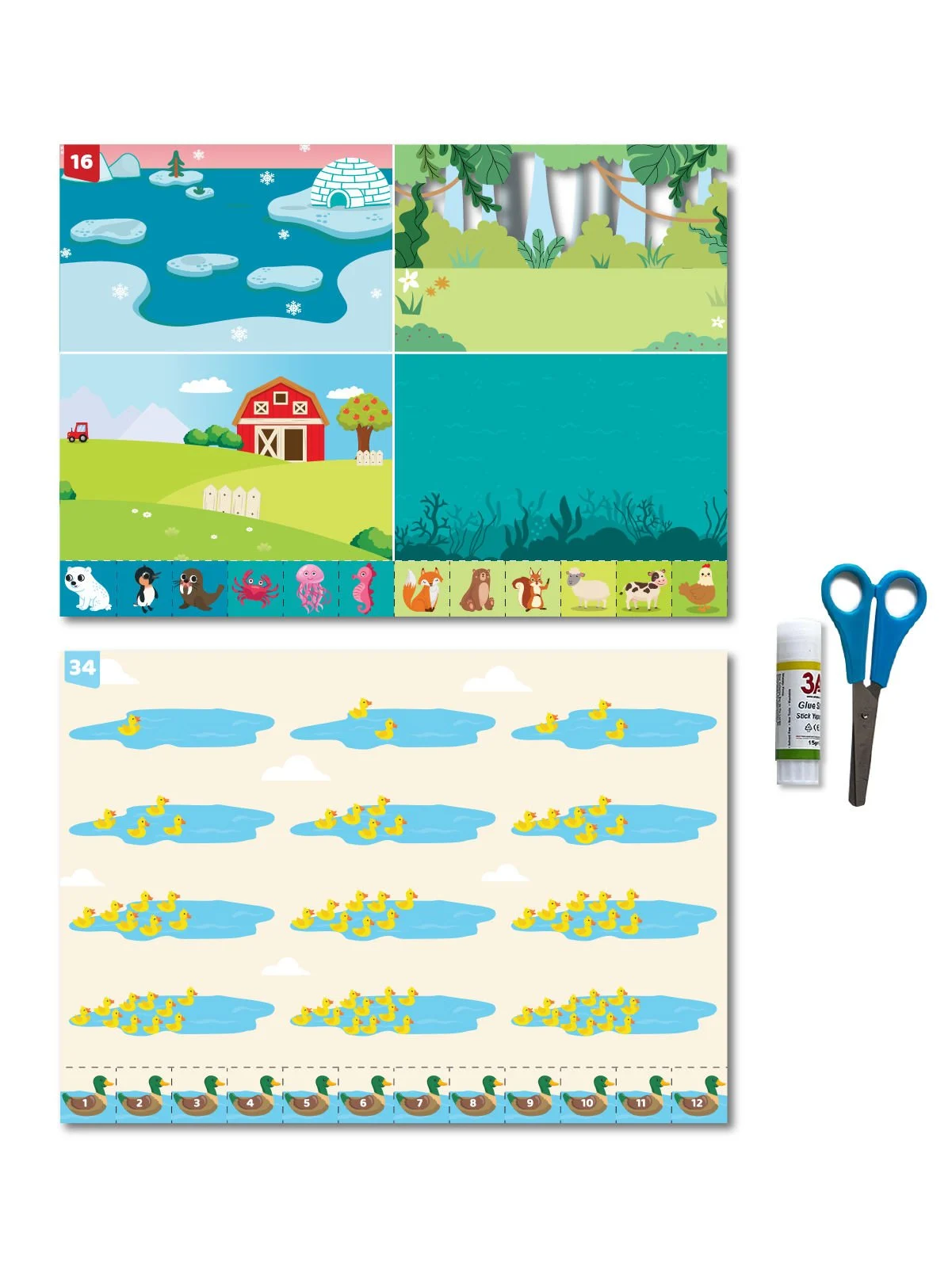 Okul Öncesi Kes-Yapıştır Makaslı Aktivite Etkinlik Eğitici Set 2 SET 2