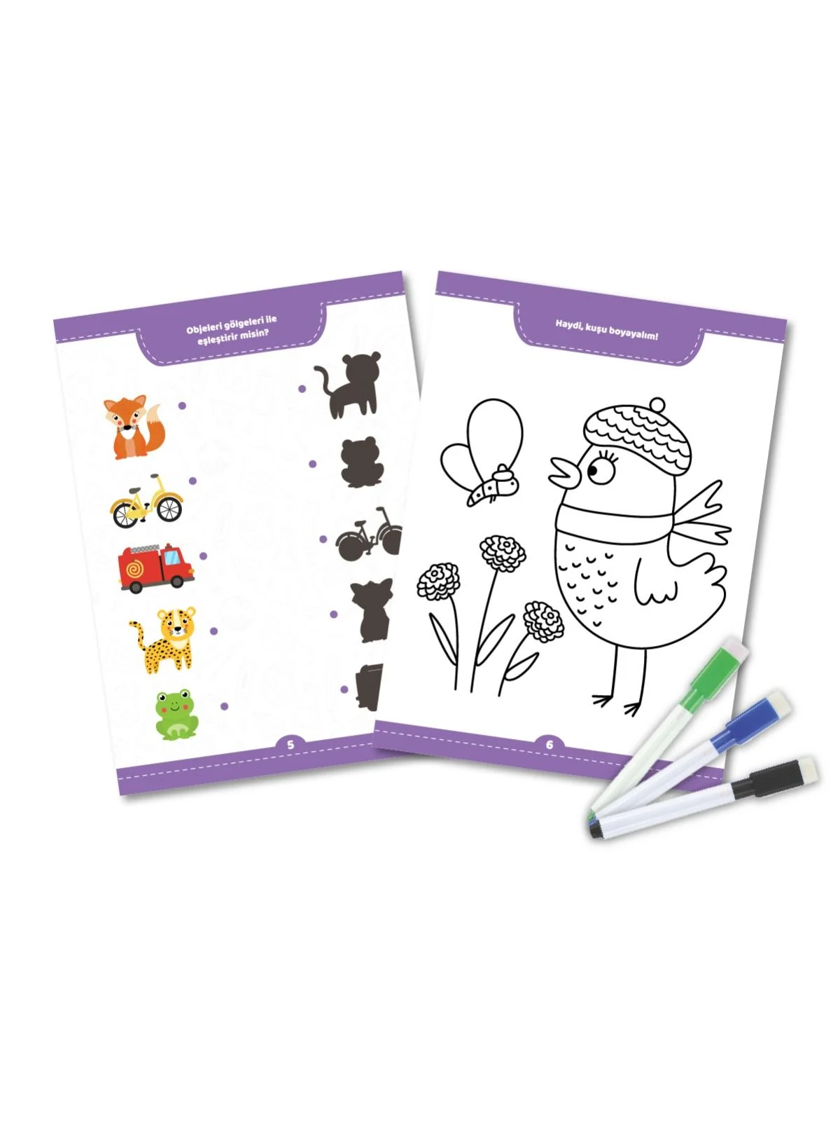 Minipoi Eşleştir Sil-Boya Eğitici Etkinlikli Aktivite Kartları