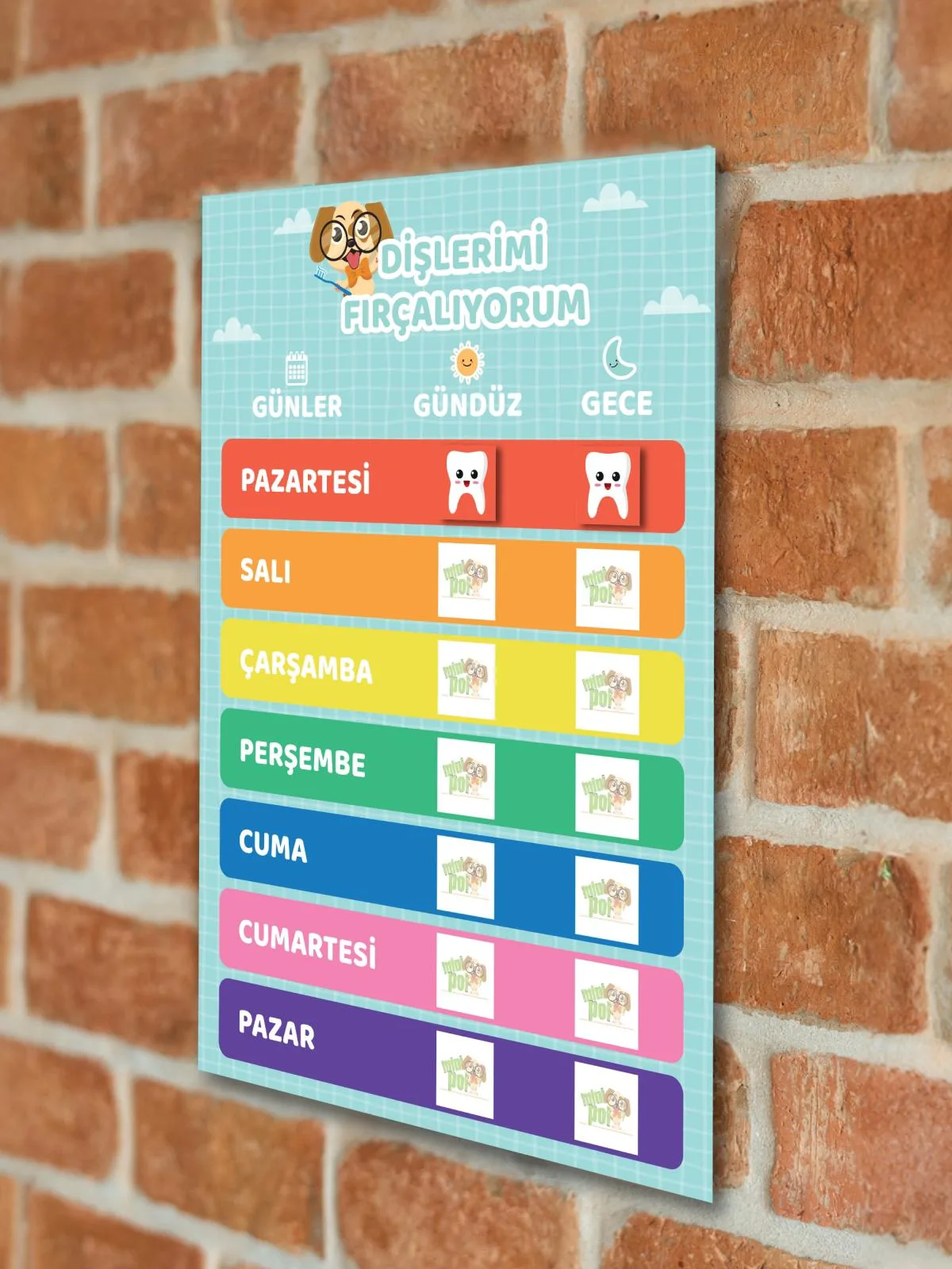 çocuklar için diş fırçalama alışkanlığı panosu