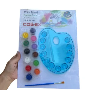 pres tuval 24*32 cm 12 boya -fırça-palet seti